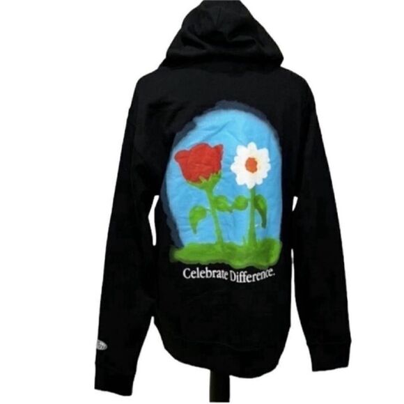 Petals and Peacock Oversized Unisex Black Hoodie(Size Small) - Picture 3 of 7